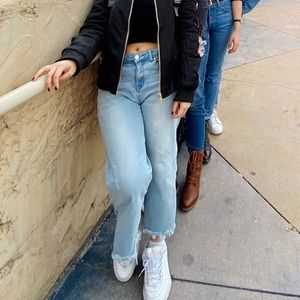 High Waisted Wide Leg Jeans (Petite)